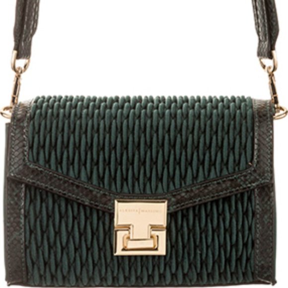 💜NEW  Alessia Massimo Green Velvet & Snake Bag NWTs - Picture 6 of 16